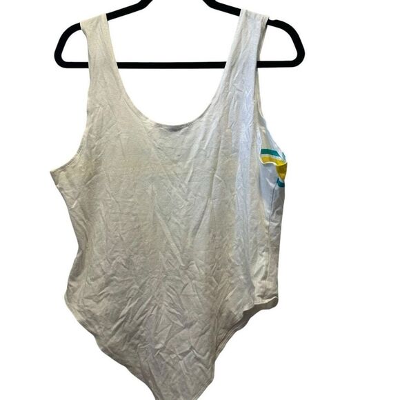 Forever 21 set of 2 Striped Scoop Neck Sleeveless Tank Bodysuit White Blue 3X - Picture 9 of 9